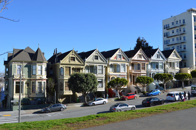 Kolorowe wiktoriańskie domy Painted Ladies w San Francisco