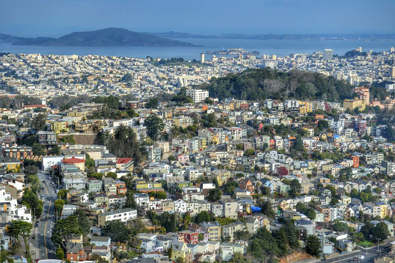 Widok na dzielnice San Francisco z góry