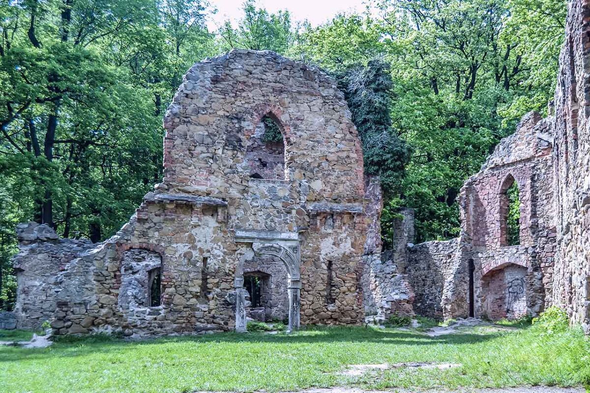Kamienne mury ruin zamku Stary Książ