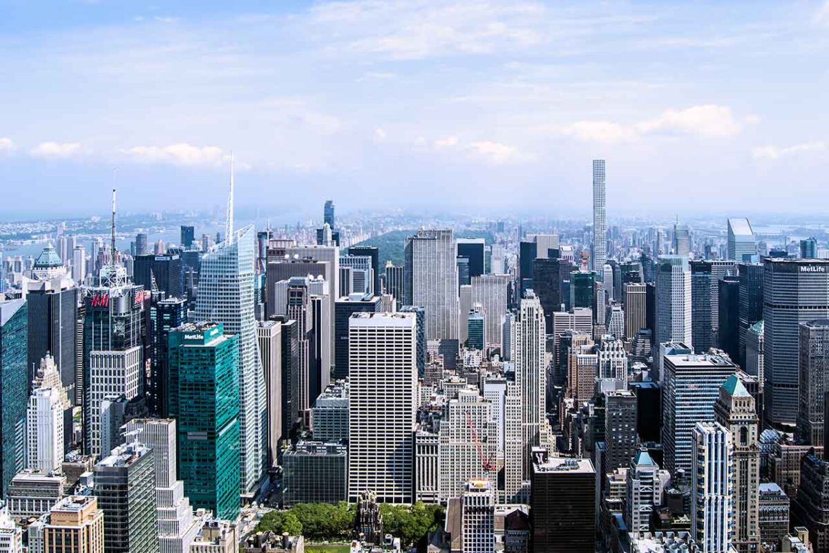 Widok na północny Manhattan, Central Park i Midtown z tarasu Empire State Building