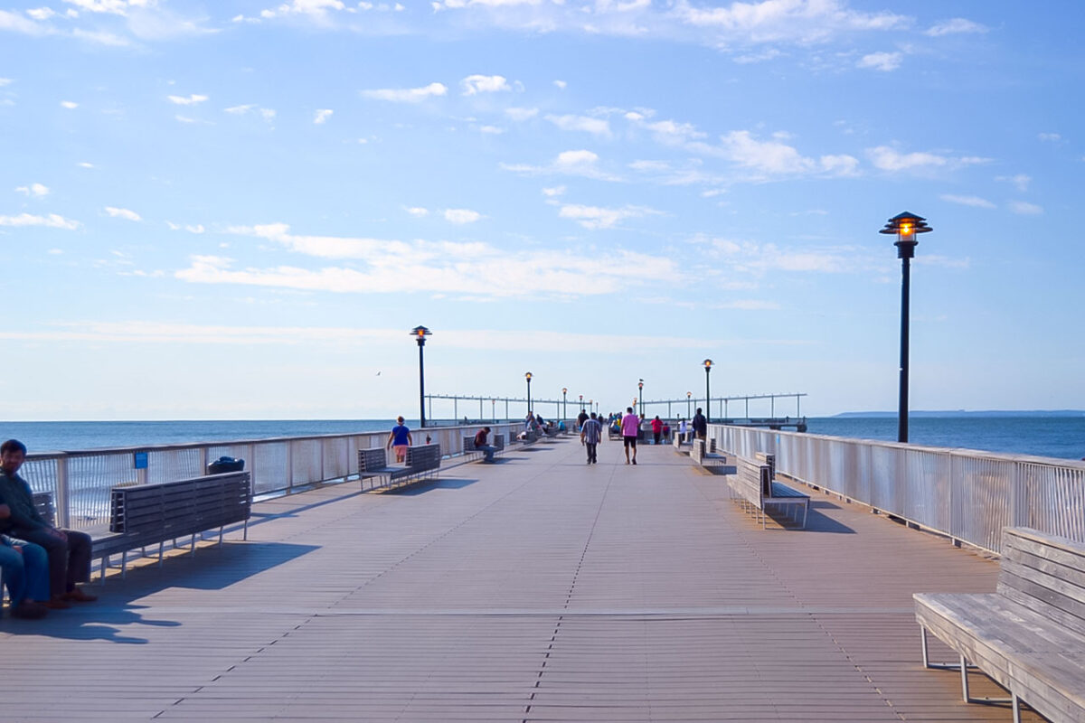 La lunga promenade che costeggia l'oceano a Coney Island.
