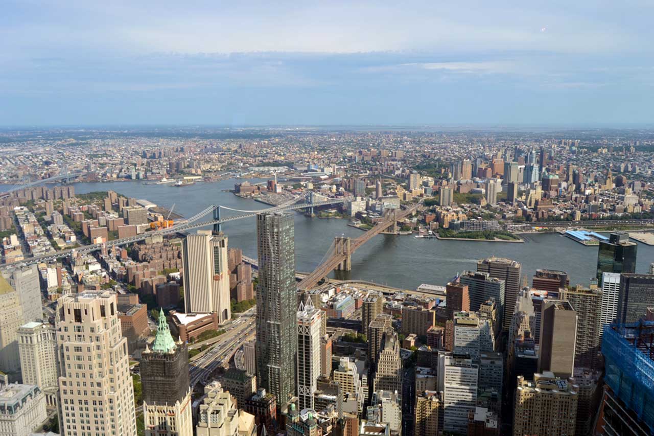 Panorama Manhattanu z tarasu One World Observatory