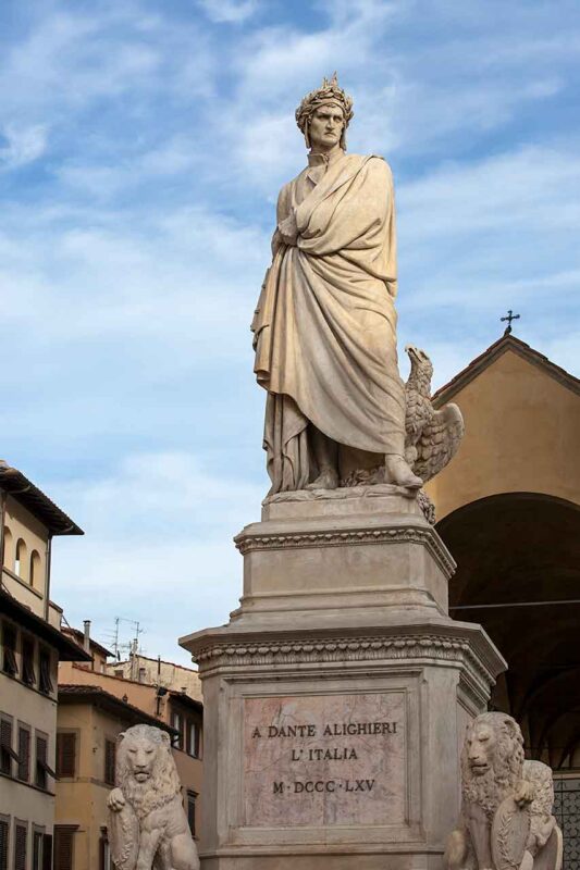 Florencja - Dante Alighieri przed bazyliką Santa Croce