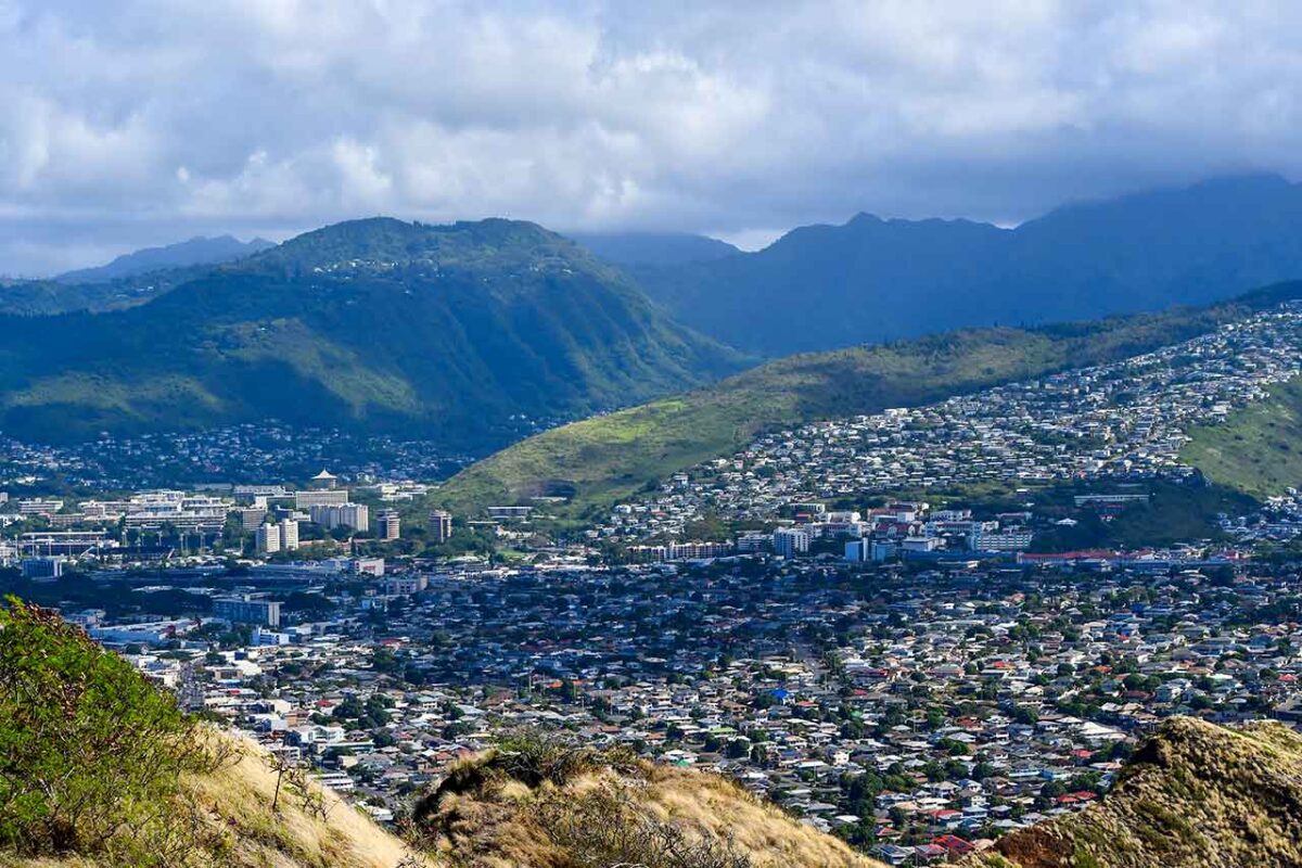 Veduta dall'alto dell'area costiera circostante il Diamond Head.