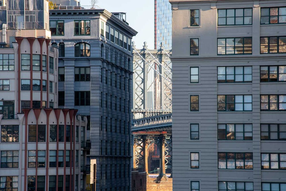 DUMBO e il ponte di Manhattan Bridge a New York.