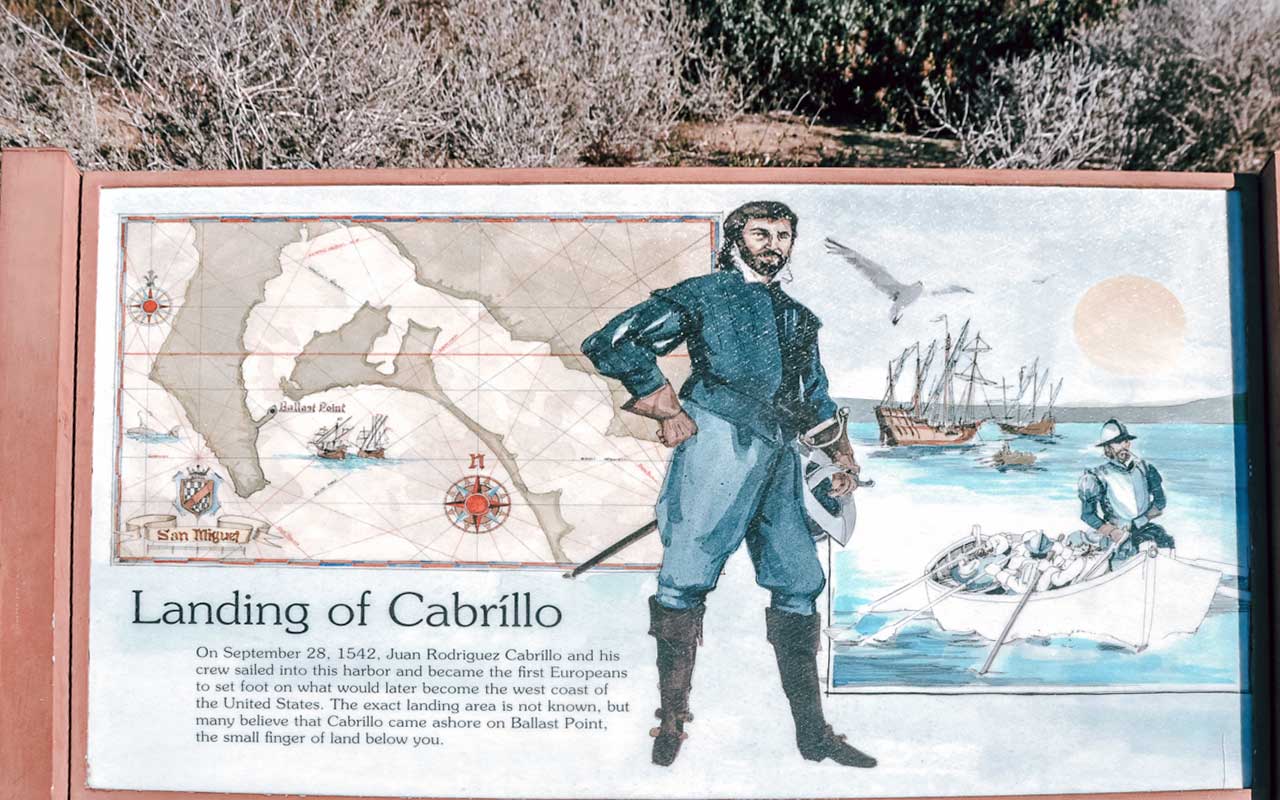 Targa informativa "Landing of Cabrillo" al Cabrillo National Monument.